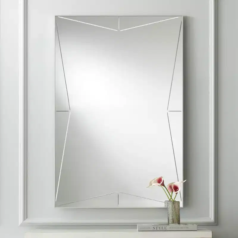 Rectangular Wall Mirror with Iron Frame, 26 x 39 Inch