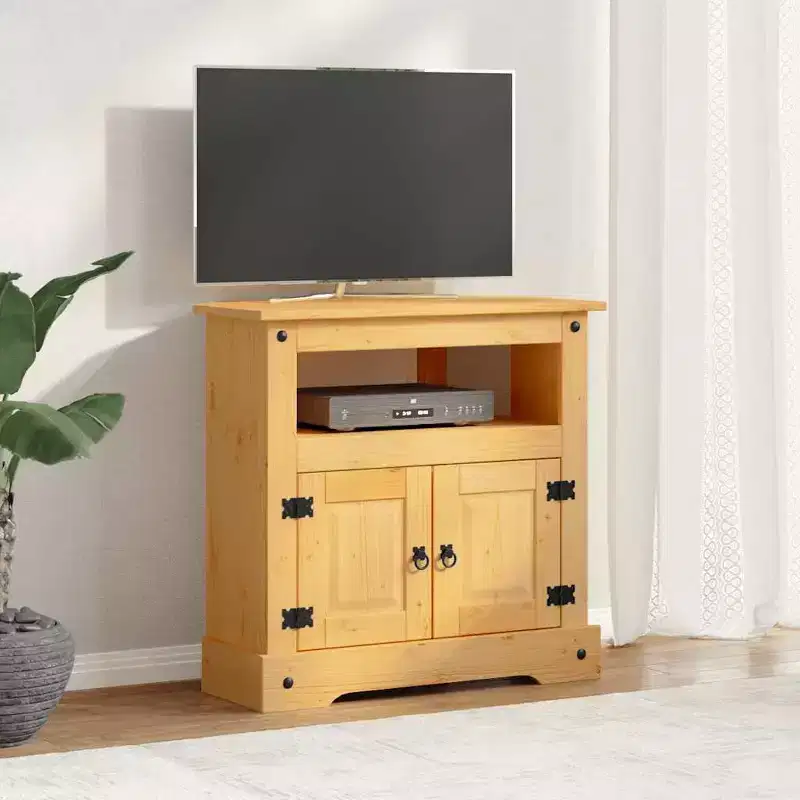 Console Table Waxed Brown Solid Pinewood — Medium