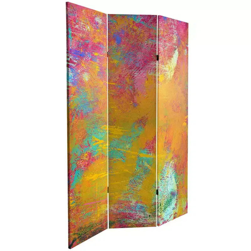 Oriental Furniture 6' Tall Double Sided Color Wheel Canvas Room Divider: No Assembly, Wood Composite