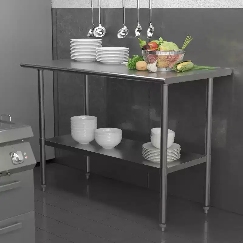 Emma and Oliver Under Shelf for Kitchen Prep and Work Tables - Adjustable Galvanized Lower Shelf for Stainless Steel Tables