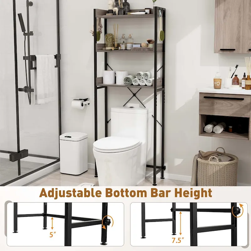 Costway 3-Tier Over-The-Toilet Bathroom Shelf Metal Frame Space Saver - See Details