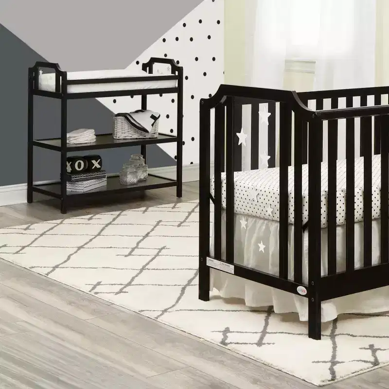 Baby Changing Table, Safe, Crib-Coordinating & Long-Lasting Versatility - Black
