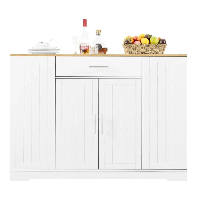 53-Inch Kitchen Storage Island with Drawers and Built-In Trash Bin Cabinet