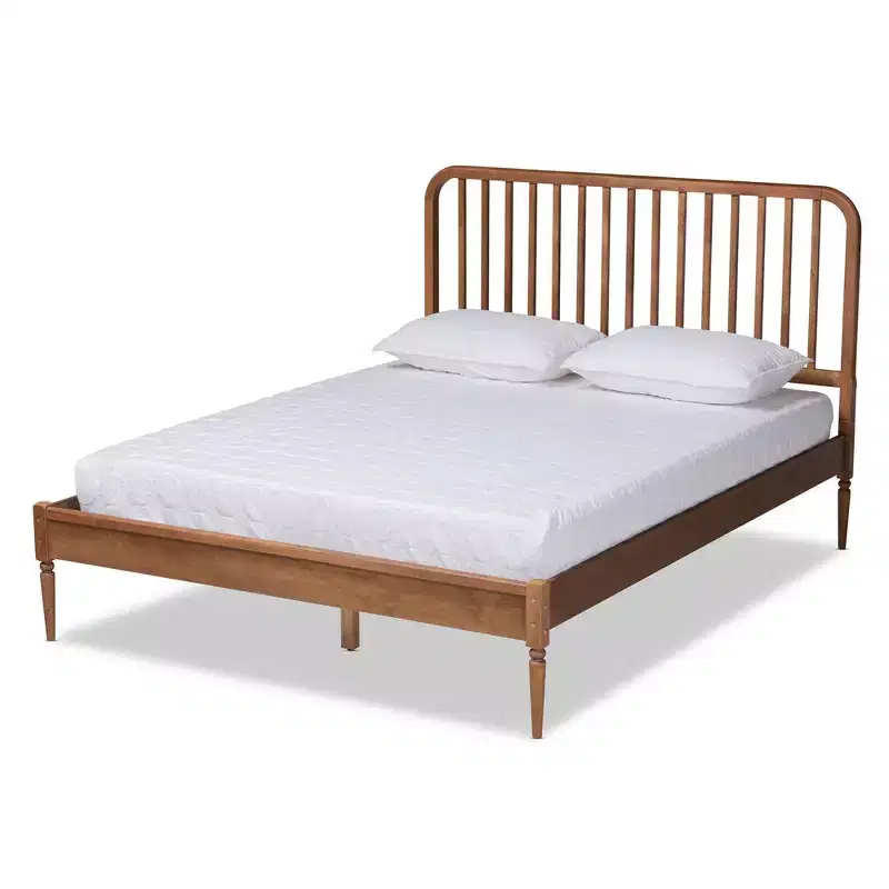 Solid Wood Platform Bed Walnut Brown Full 47