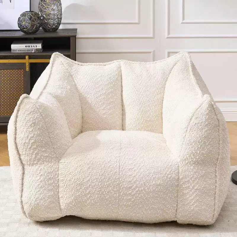 TUYOHW 47 Inch Oversized Bean Bag Chair,High-Resilience Foam Square Lounger with Handle & Armrests,Chenille Floor Sofa for Living Room
