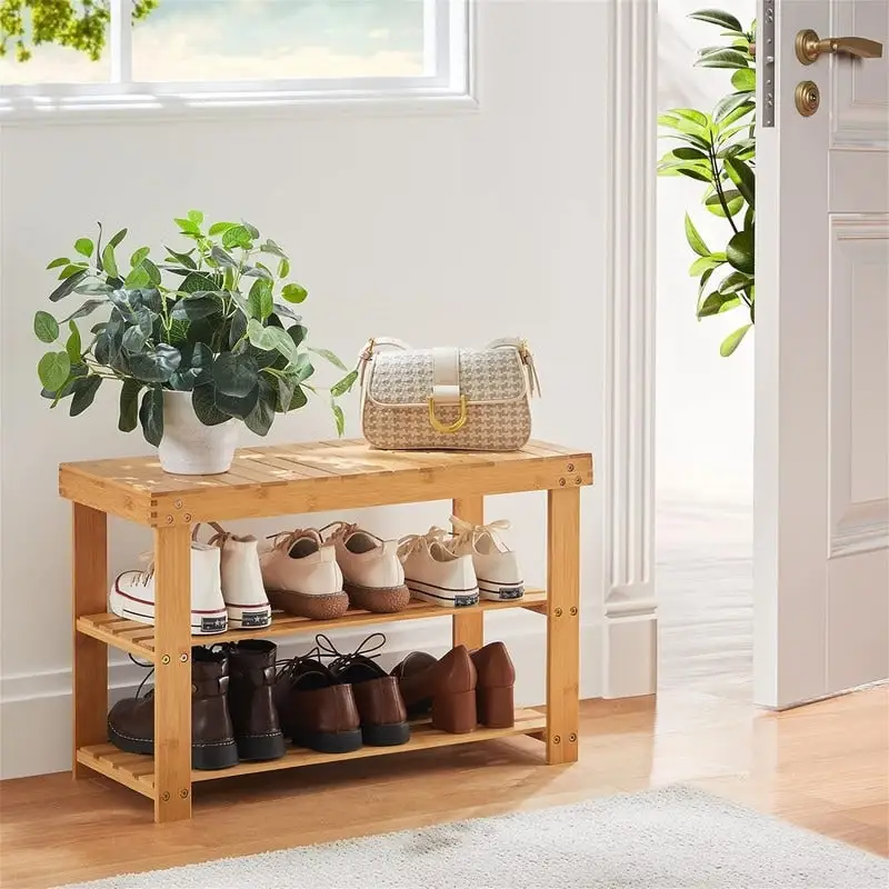 3 Tier Sturdy Shoe Bench - 11D x 27.5W x 17.5H