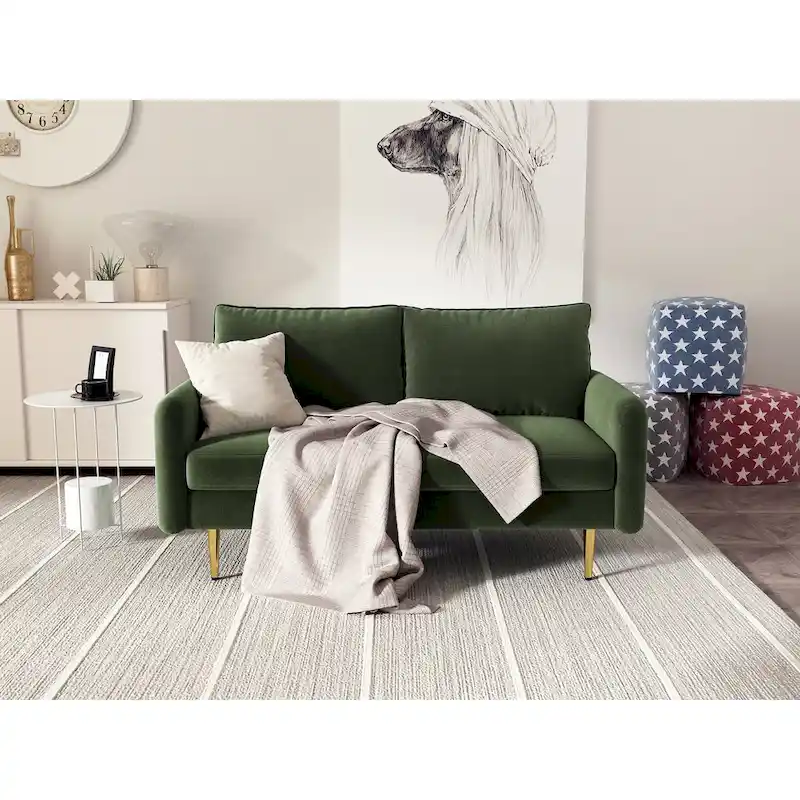 58 Velvet Square Arm Loveseat