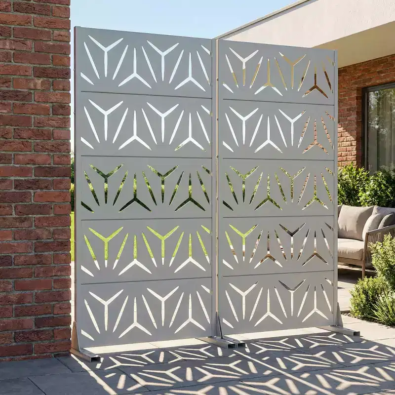 MAYEERTY Star 01 Gray Galvanized Steel Room Divider, 59x30x16, 5-Piece Double-Sided Decorative Screen