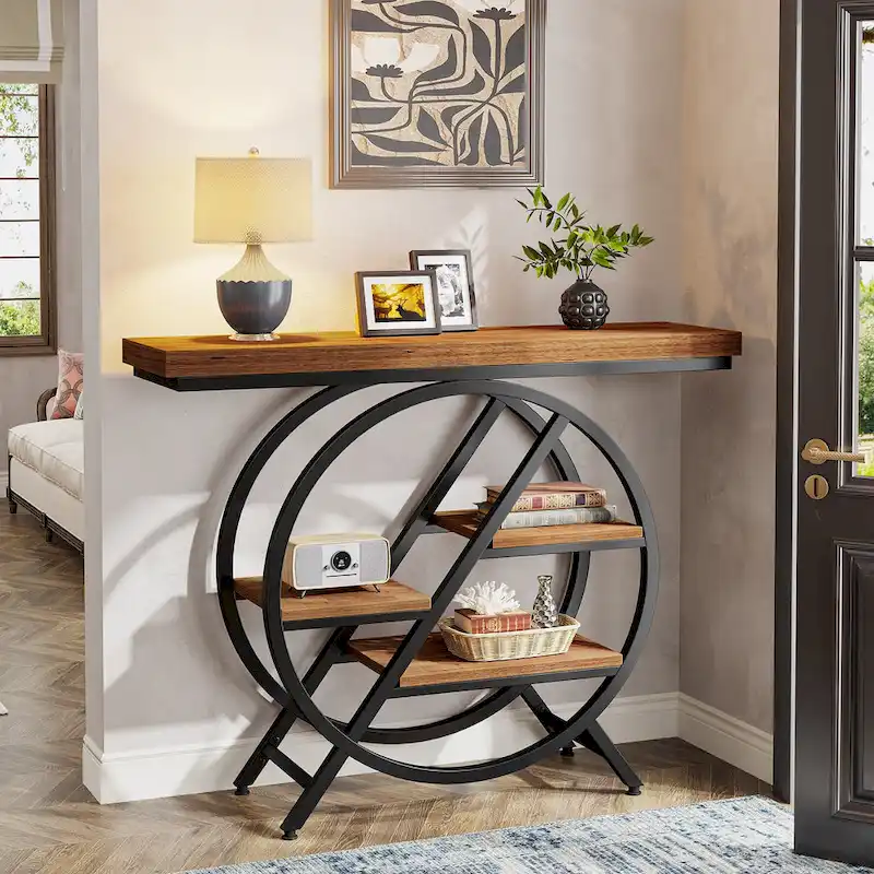 39.4-Inch Console Table, 4- Tier Industrial Entryway Table