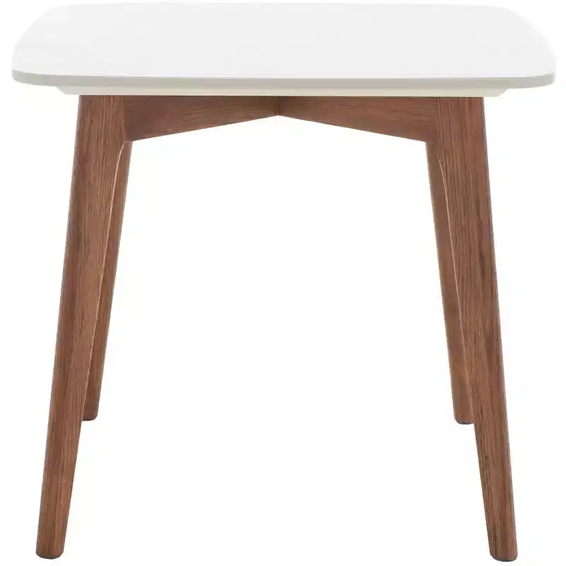 Karina Square End Table - ACC8102A - White Ceramic Faux Marble/Walnut - Safavieh