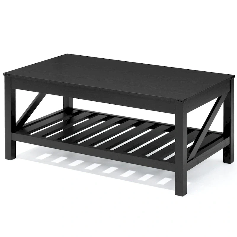 VredHom Coffee Table Center Table Tea Table with Shelf - 18.1 in H x 40.2 in W x 22 in D