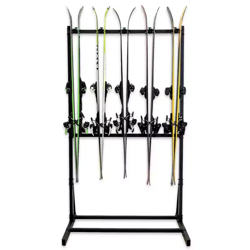 Freestanding Ski Rack – Holds 5 Pairs of Skis, Steel, 300 lbs Capacity