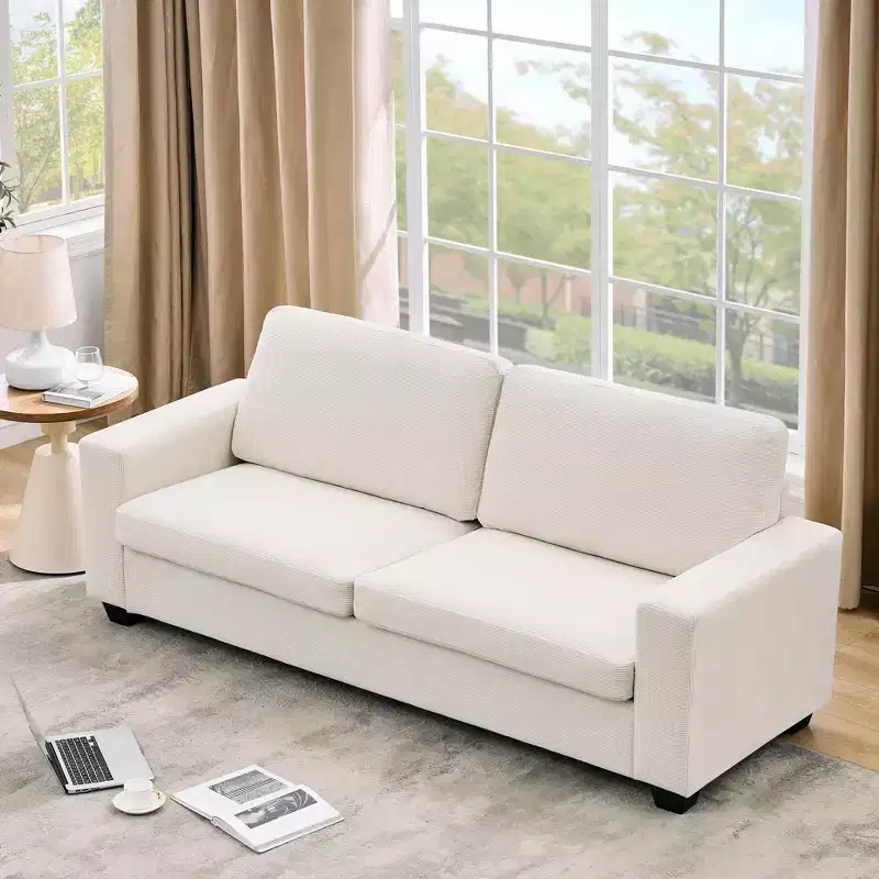 83 Inch Cloud Couch for Small Spaces, Modern 2-Seater Sofa with Cozy Deep, Plush Corduroy Apartment Sofa Bed for Living Room, Bedroom