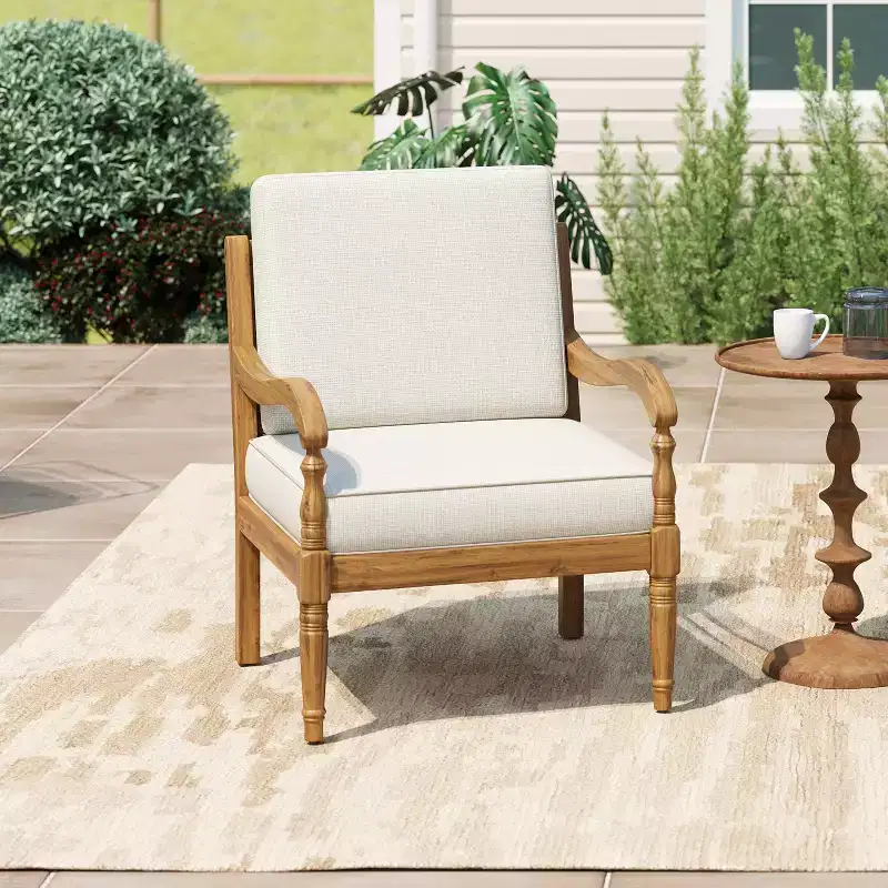 ModernLuxe Patio Accent Chair Outdoor Loveseat Club Chair Lounge Sofa Armchair with Soft Waterproof Cushion & Weather-Resistant Frame
