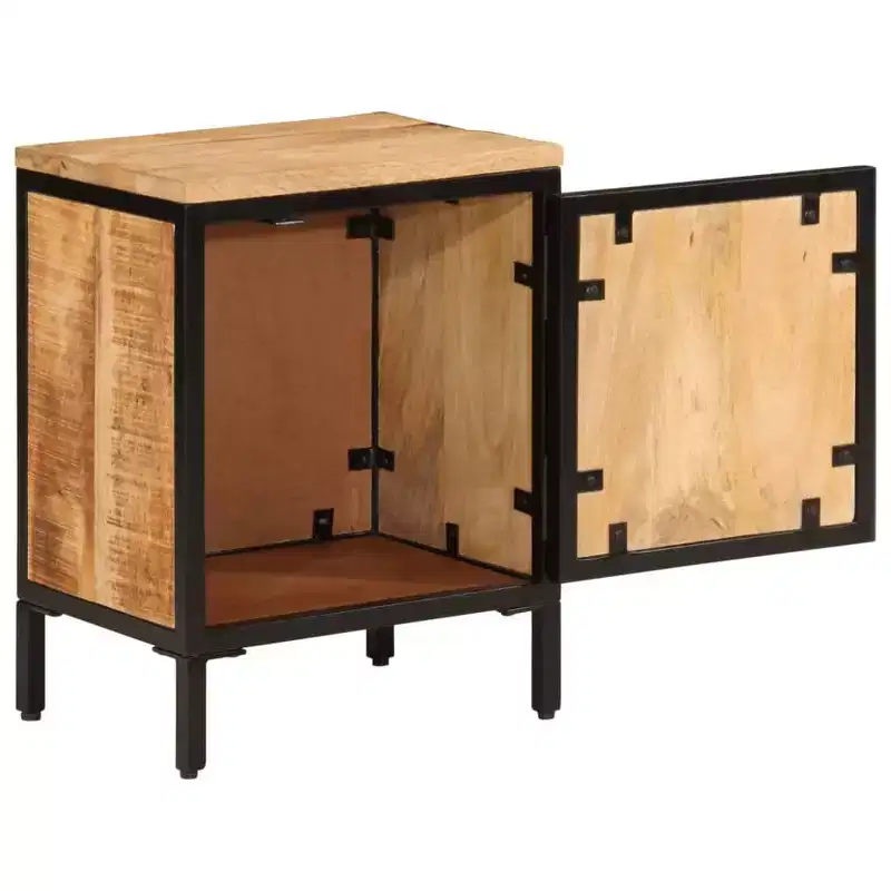 Bed Cabinet 15.7x11.8x20.7 Solid Rough Mango Wood