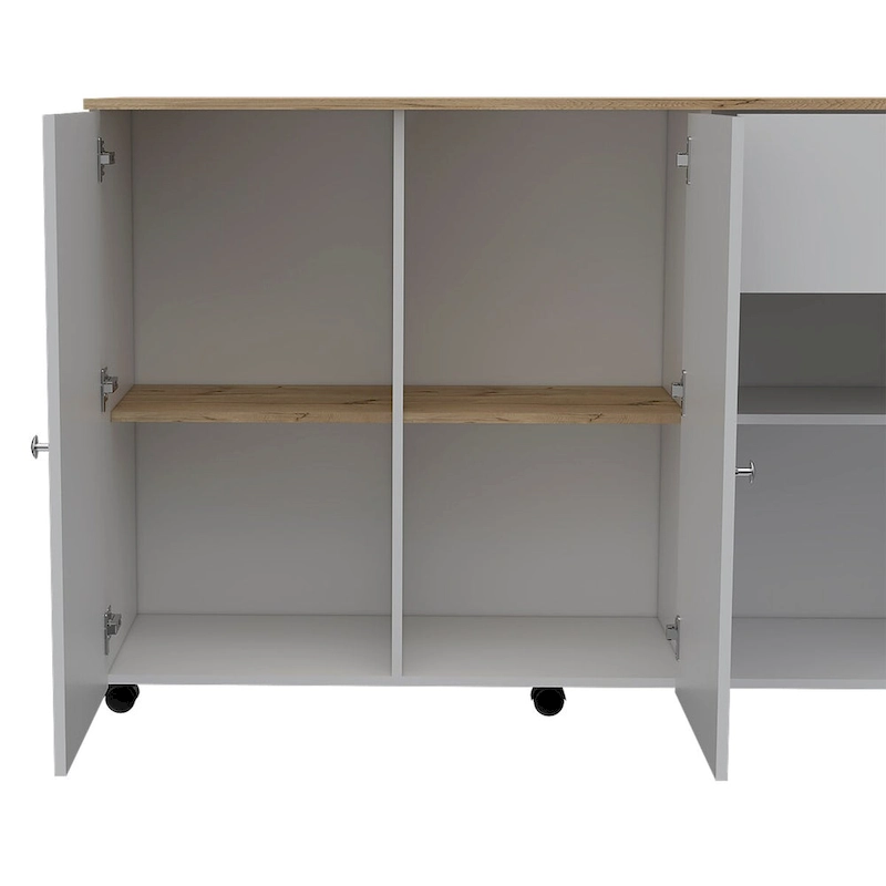 2-Drawer 2-Shelf Kitchen Island White and Pine
