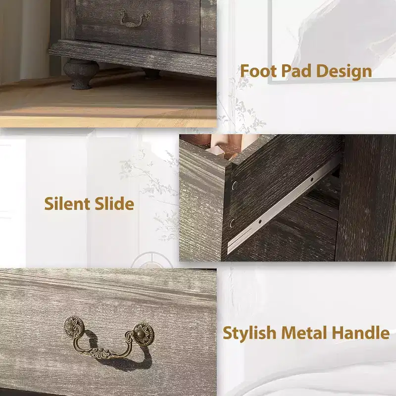 9 Drawers Dresser for Bedroom, Wooden Chest of Drawer with Large Drawers & Metal Handles