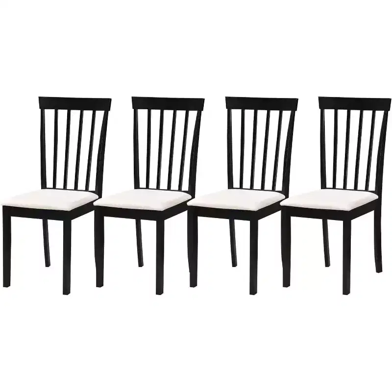 Kings Brand Furniture - Set of 4 Wood Dining Chairs - Upholstered Modern Dining Room Kitchen Armless Side Chair