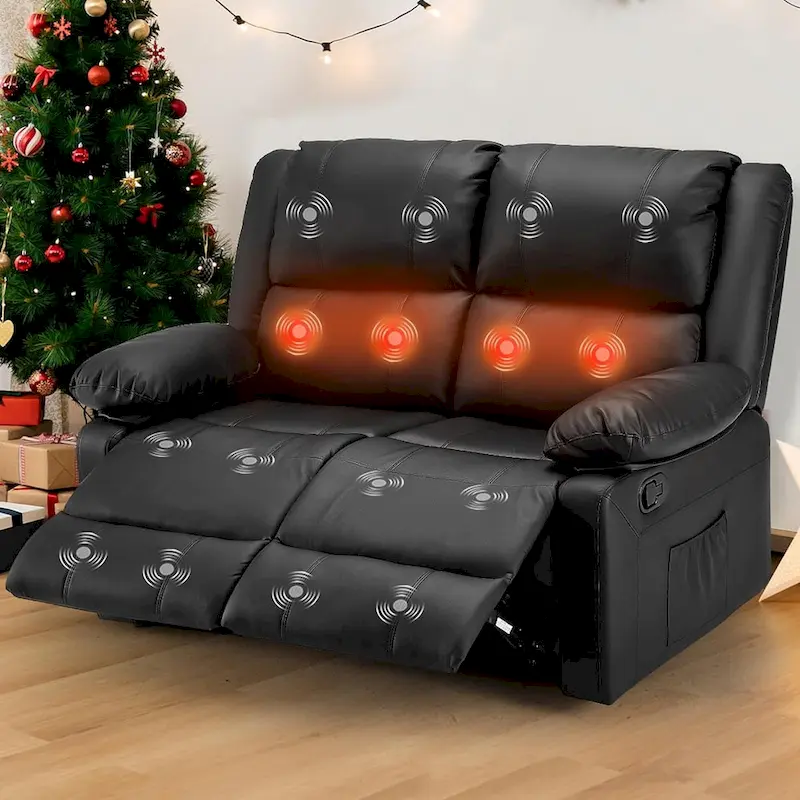 2-Seater Recliner Loveseat with Heat and Massage Function