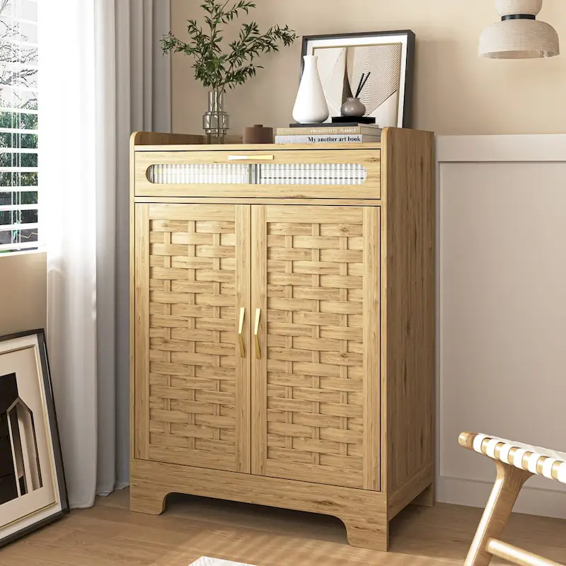 Coffee Bar Cabinet Buffet Sideboard with Drawer and Adjustable Shelf