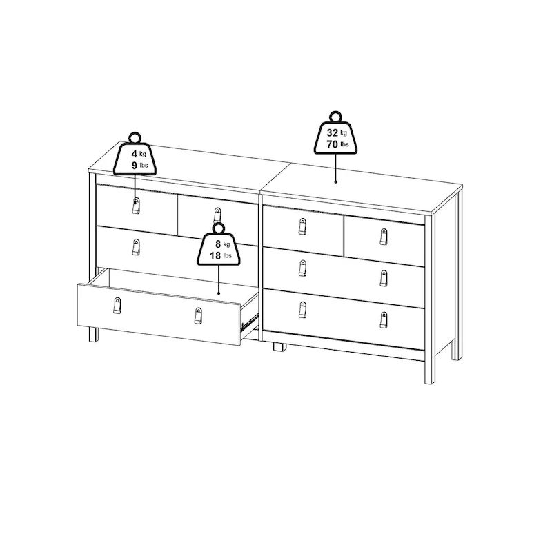 Porch & Den Madrid 8 Drawer Double Dresser