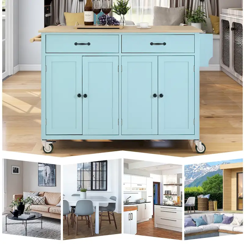 Kitchen Island Finish with Wood Top Kitchen Cart