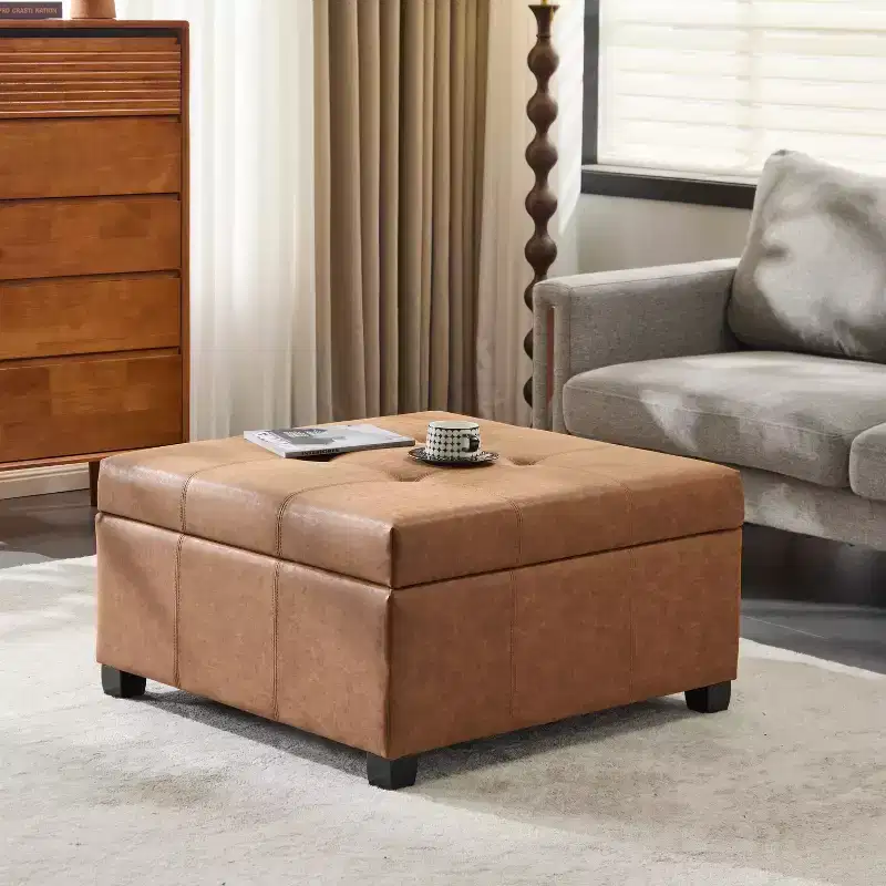 Carlsbad Contemporary Upholstered Tufted Storage Ottoman