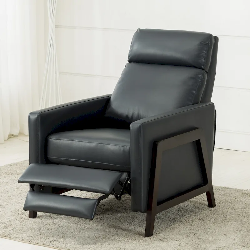 Faux Leather Push Back Recliner Chair, Mid-Century Style, Single