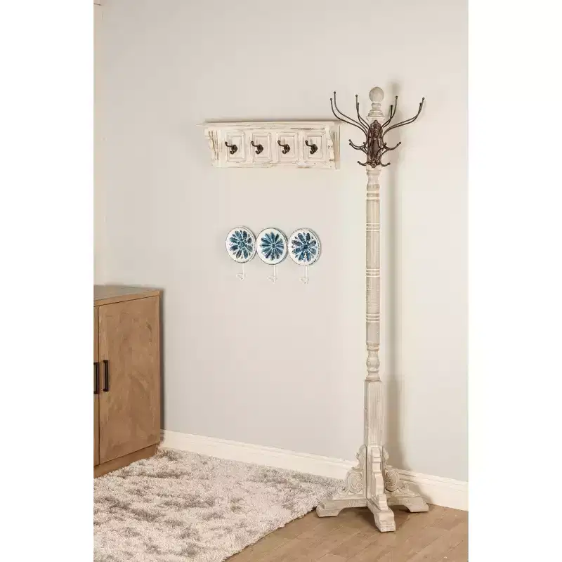 Rustic Freestanding Coat Rack Gray - Olivia & May: Hat Stand, No Assembly Required
