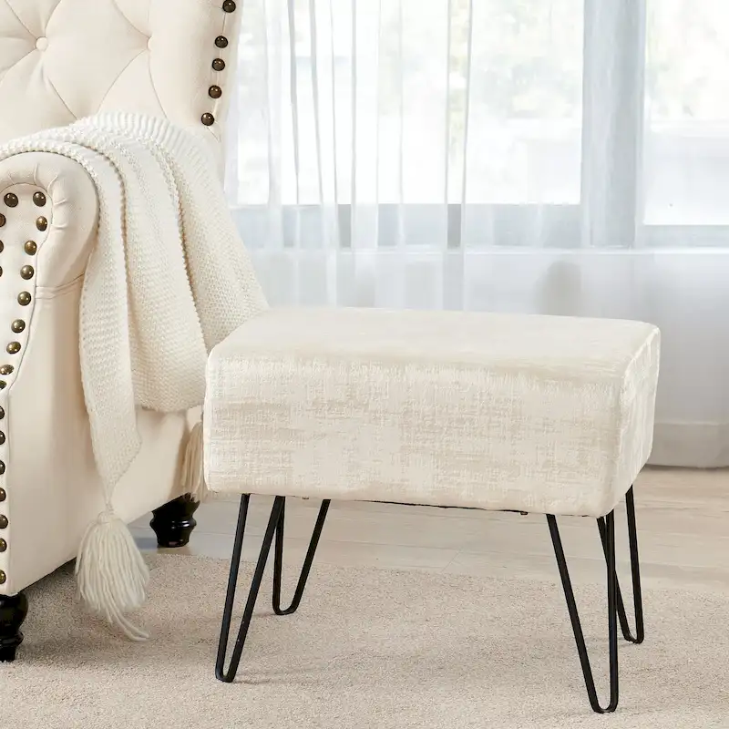 Textured Velvet Ottoman