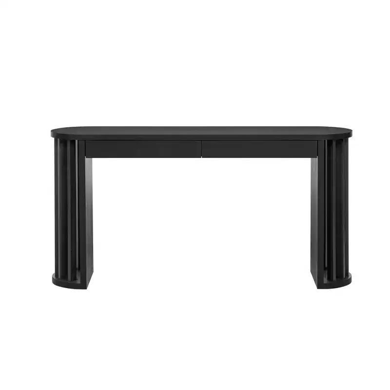 Luxystar 59 Long Console Table with Curved and Straight Line Design for Entrance and Living Room, Black