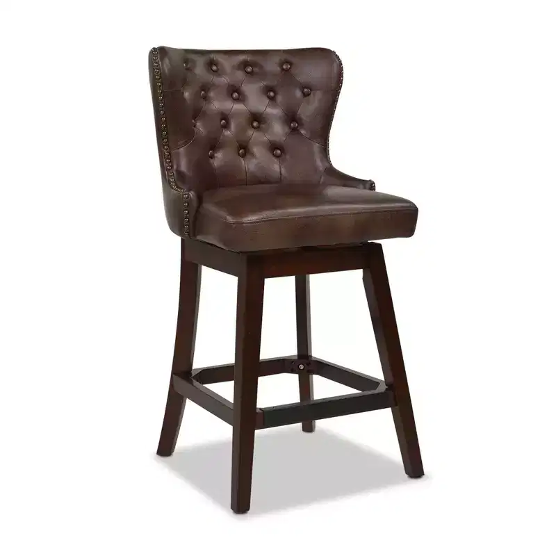 Jennifer Taylor Home Holmes 27 Tufted High-Back 360 Swivel Counter-Height Barstool