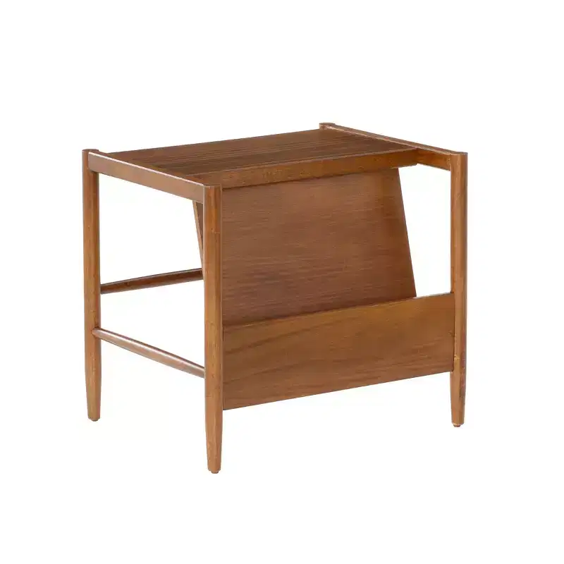 Walnut Magazine Rack, Freestanding Floor Stand for Living Room & Office