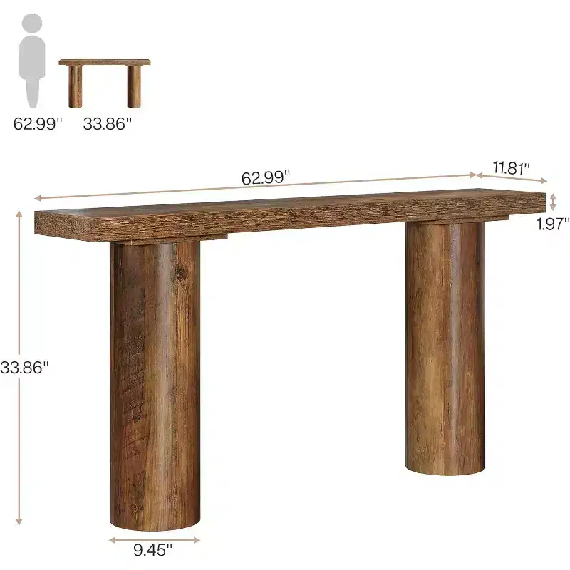Lantine 63 Farmhouse Entryway Console Table, Narrow Long Sofa Table for Living Room, Hallway, Entrance, Foyer