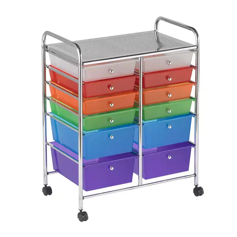 ECR4Kids 12-Drawer Everyday Rolling Utility Storage Cart, Mobile Organizer