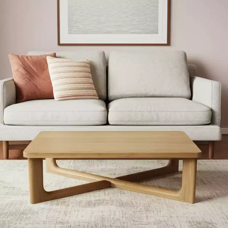 HomeRoots 50 Natural Solid Wood Cross Legs Coffee Table