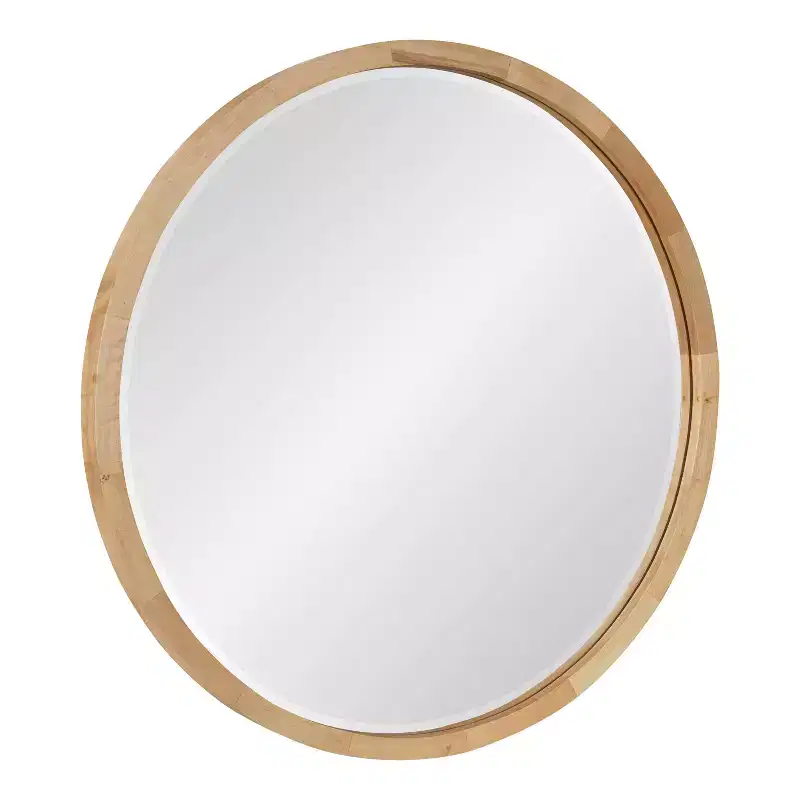 Round Wood Frame Wall Mirror