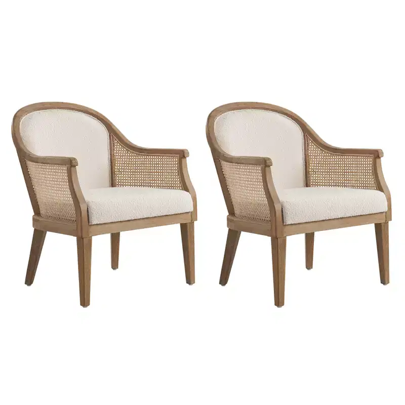 Gordon Farmhouse Rattan Solid Wood Armchair Set of 2| HULALA HOME