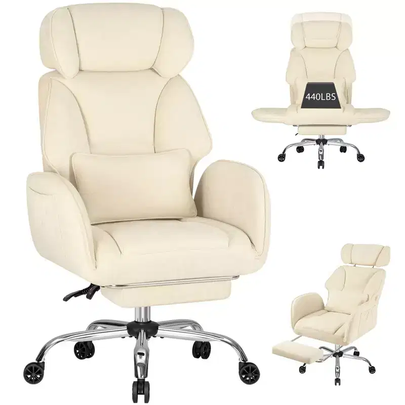 HOFFREE Adjustable Executive Cross-Legged Chair with Flip-up Armrests, Recline & Lumbar Support - 440 lb Capacity, Ideal for Home Office