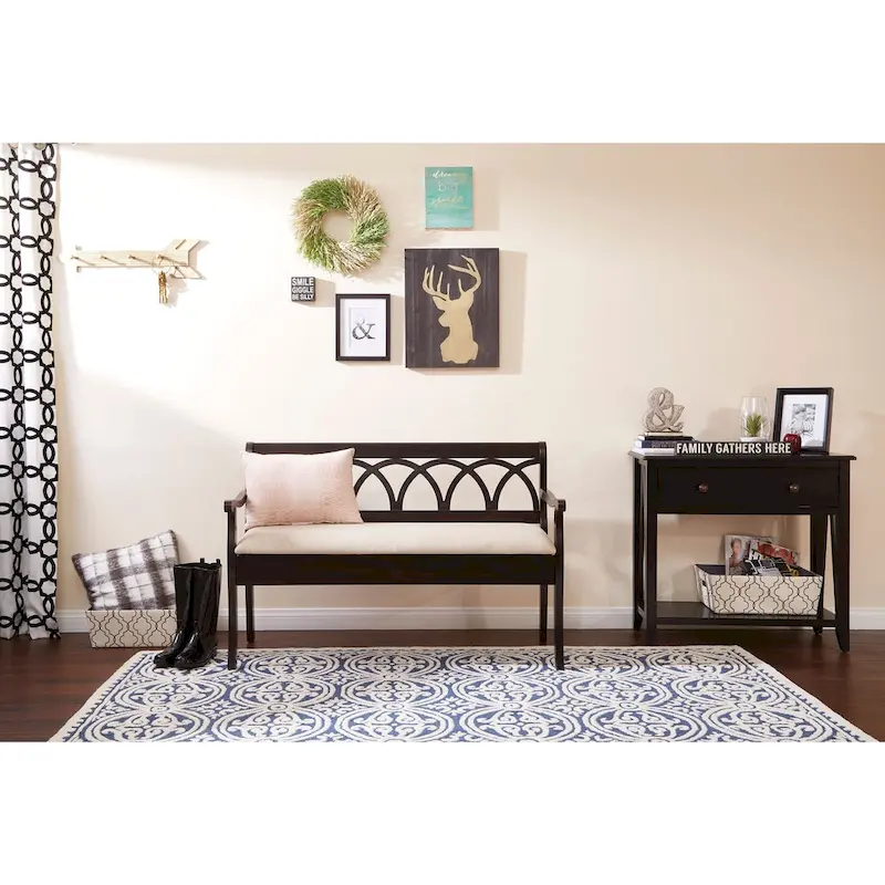 Coventry Storage Bench with Open Shelves | Entryway Hallway Bench