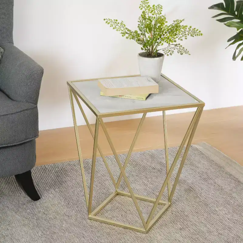 Christopher Knight Home Lisbon Modern Glass Side Table with Iron Frame