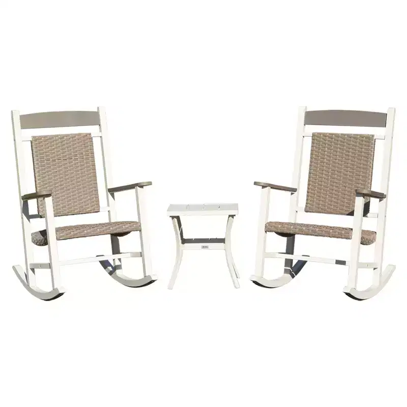 Clihome Outdoor Rocking Chairs Set of 3(2 Chairs & 1 Table)