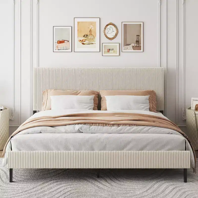 GDFStudio Olli Modern Upholstered Bed with Headboard