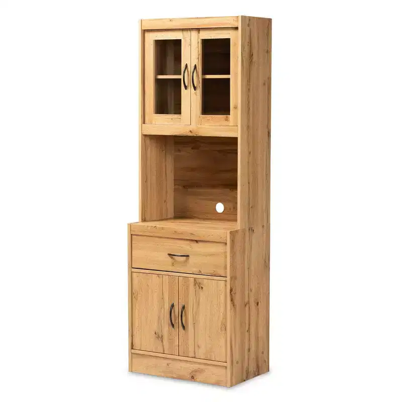 Wood Kitchen Cabinet and Hutch Oak Brown