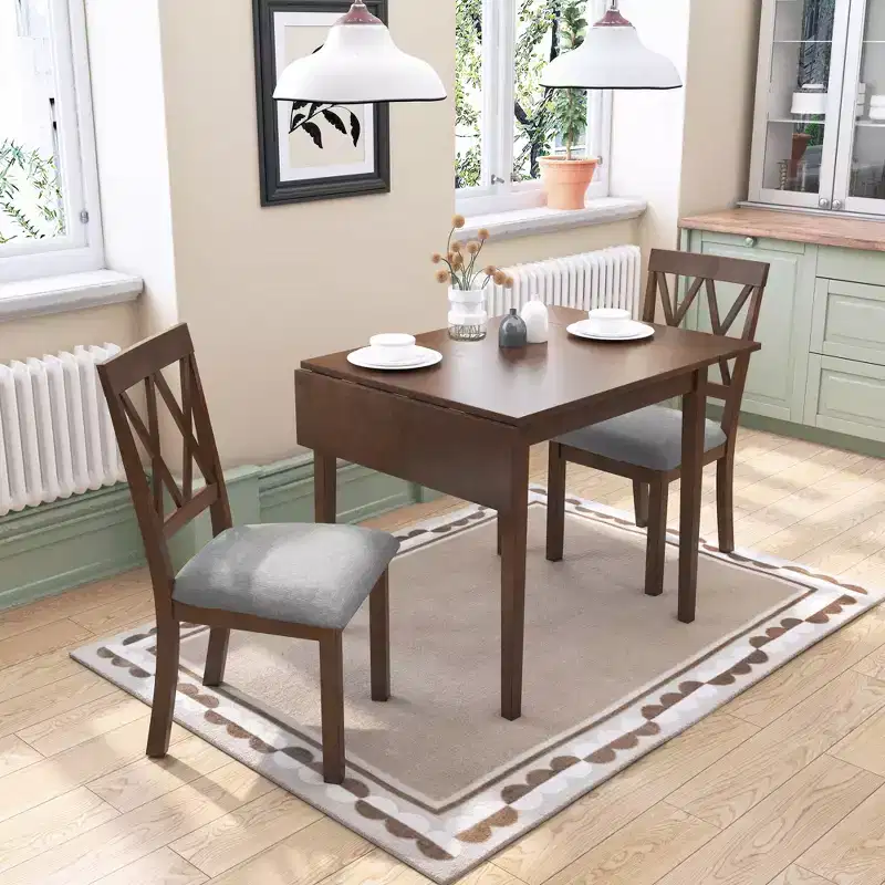 GDF Studio Avery 3 Piece Dining Set with Drop Leaf Dining Table and 2 Dining Upholstered Chairs