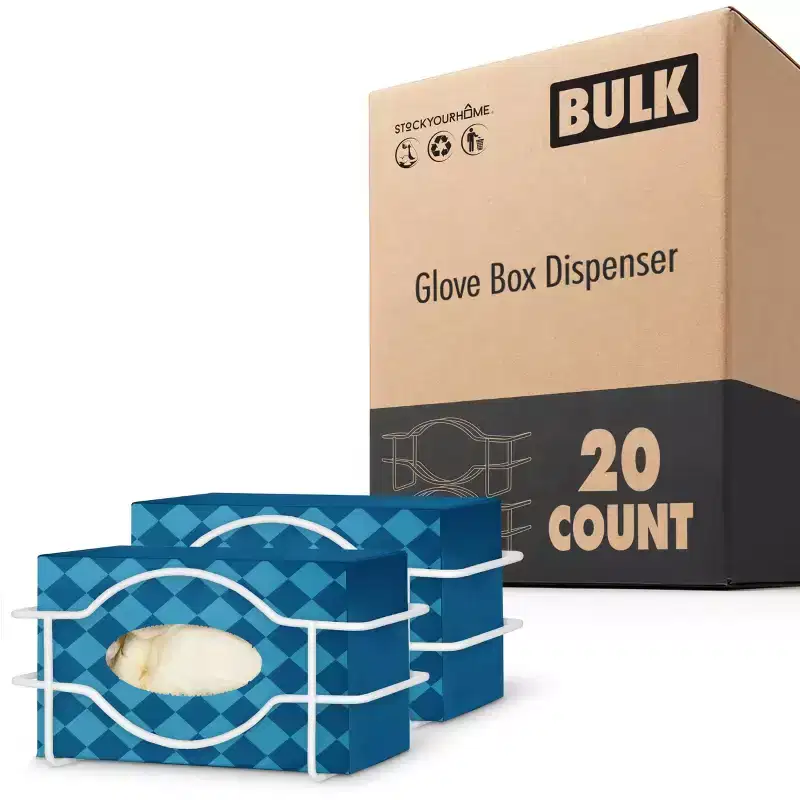Stock Your Home White Metal Single Gloves Dispenser 20 Pack Tissue Box Shelf Wall Mount Glove Box Holder for Kitchen Closet Lab Exam Office