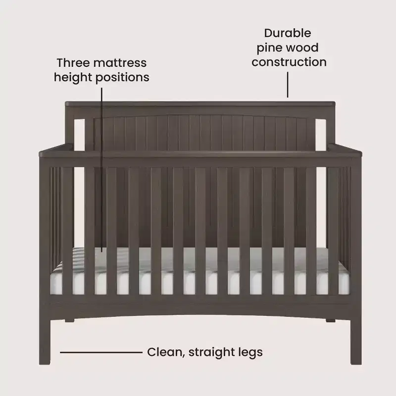 Child Craft Scout 4-in-1 Convertible Crib, Converts to Day Bed, Toddler Bed and Full Size Bed, 3 Mattress Positions, Baby Safe Finish