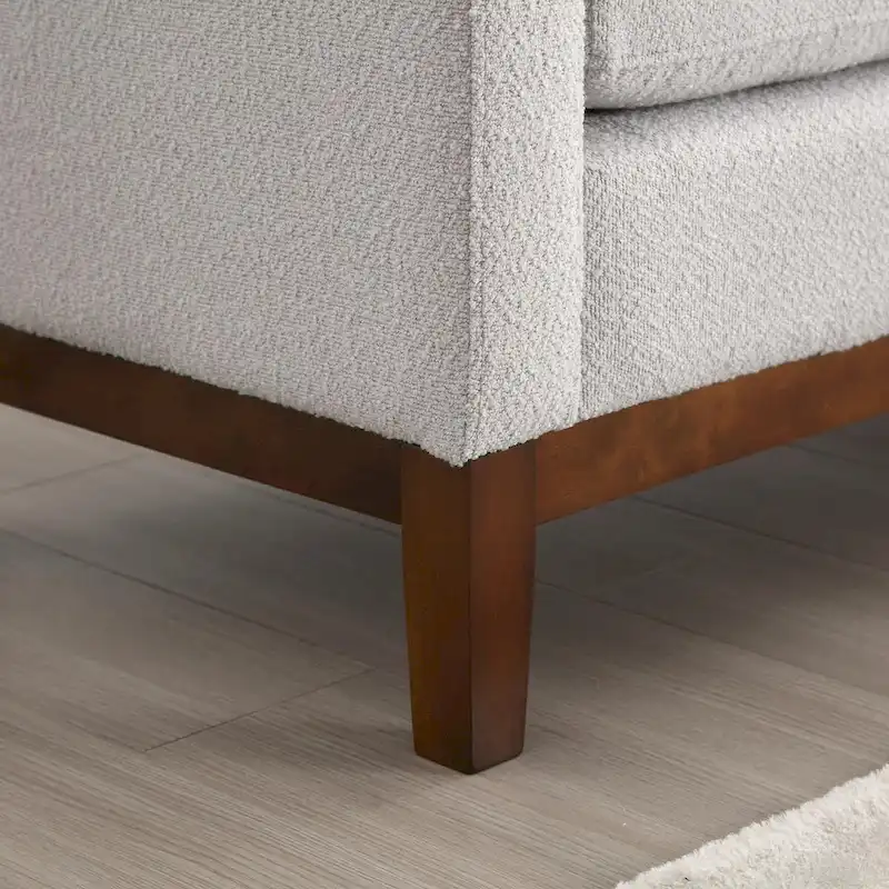 Elegant 53.5 Upholstered Ottoman Bench with Wood Legs & Bolster Pillows