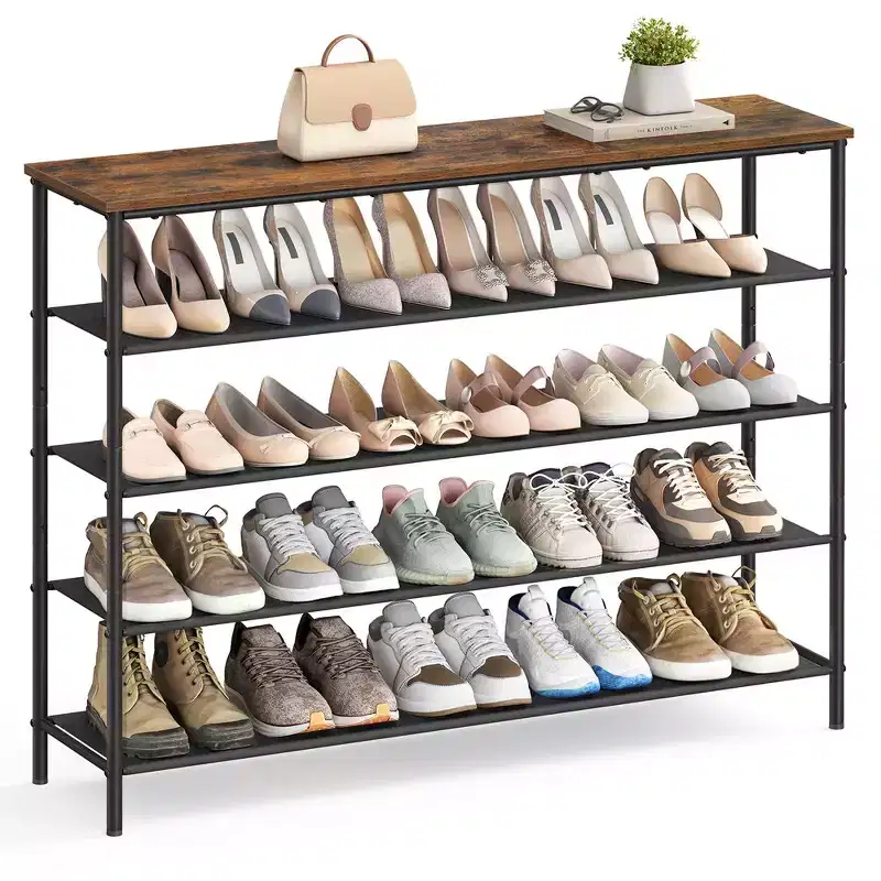 5-Tier Shoe Rack for 20-24 Pairs Rustic Brown/Black