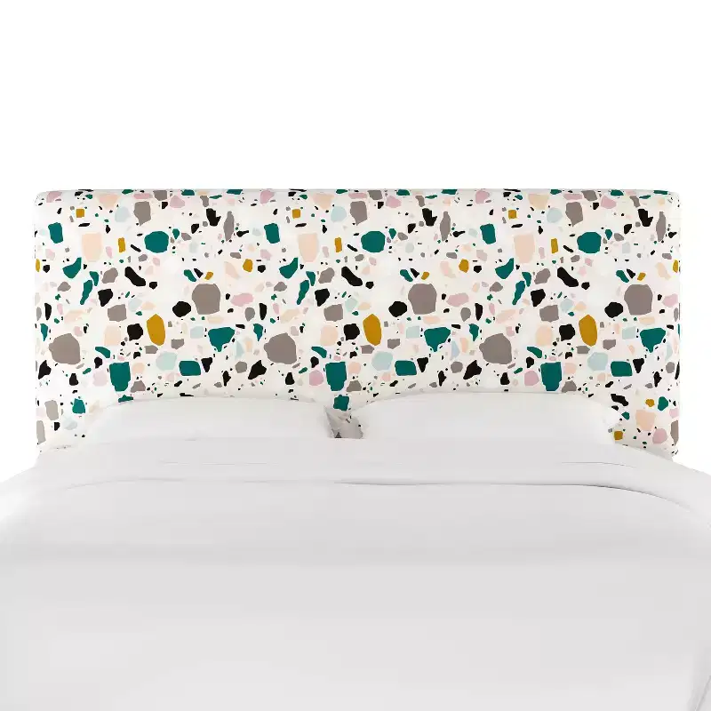 Upholstered Headboard in Terrazzo Emerald Ochre Fabric